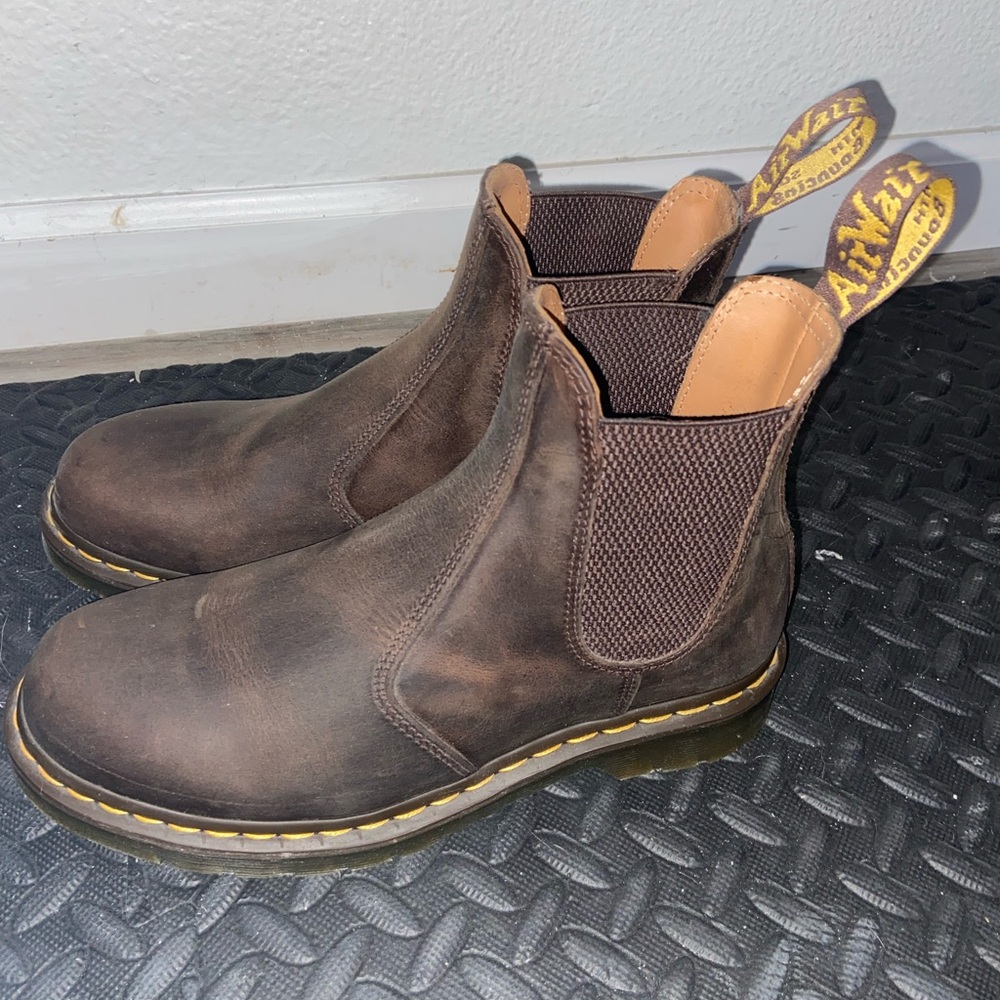 Dr. Martens 2976 Yellow Stitch Crazy Horse Leather Chelsea Boots